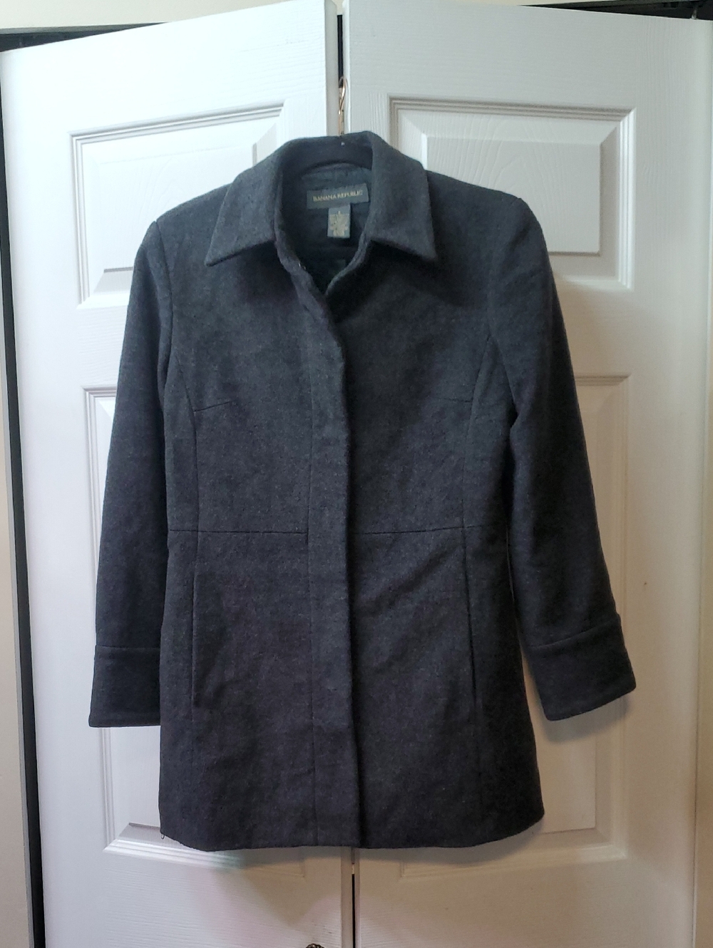 Banana Republic Dark Charcoal Wool-Blend Peacoat